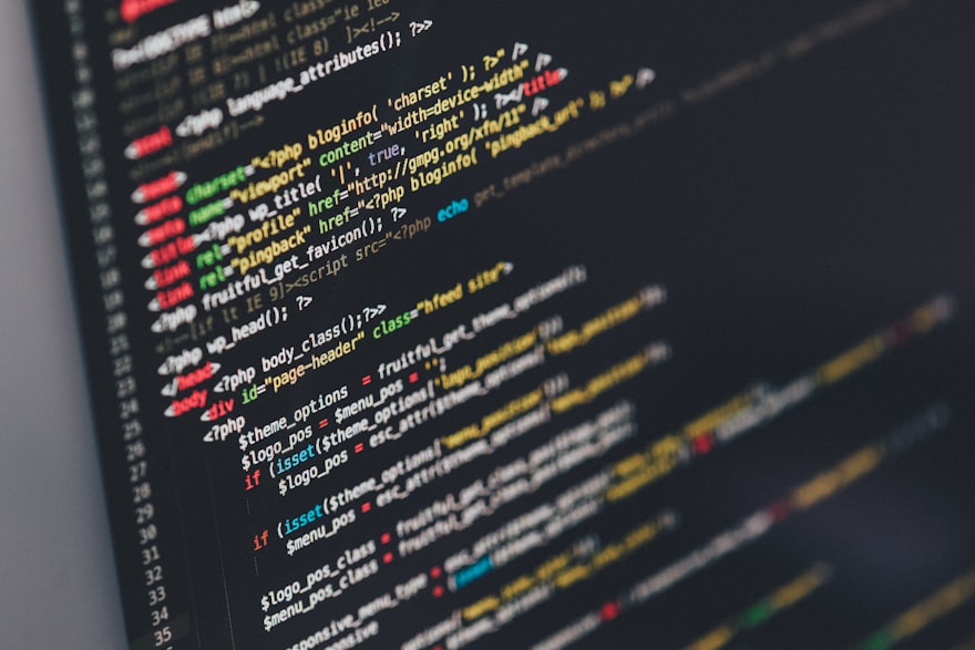 Code editor on screen